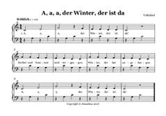 A, a, a, der Winter, der ist da für Akkordeon Solo MIII (leicht)